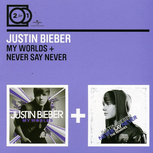 the album cover for Bieber, Justin - My Worlds + Never Say Never