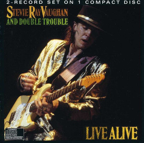 the album cover for Stevie Ray Vaughan & Double Trouble - Live Alive