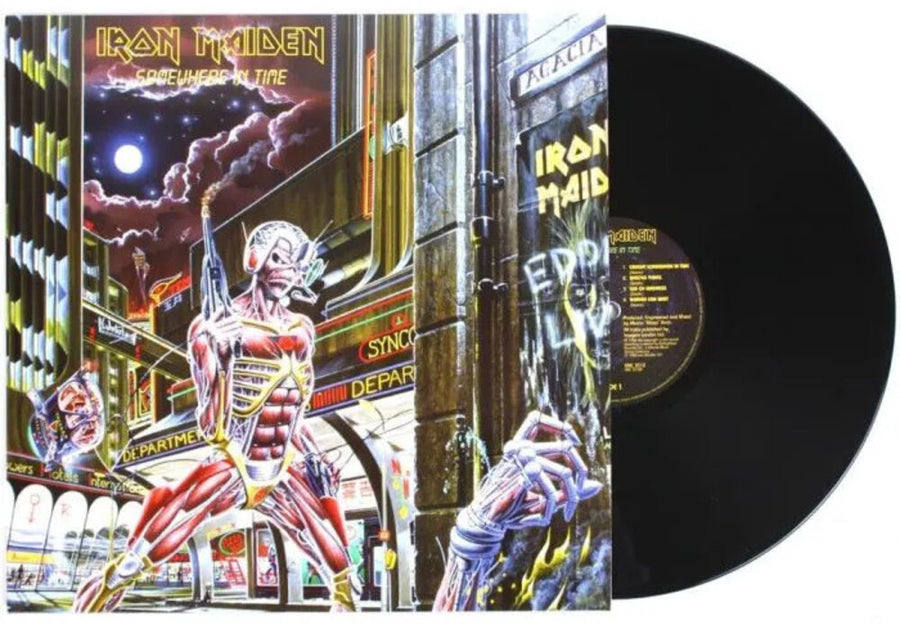 the album cover for Iron Maiden - Somewhere In Time [Import Vinyl]