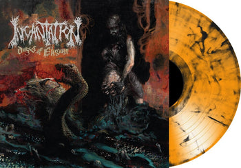the album cover for Incantation - Dirges of Elyzium (Transparent Red / Black Marble Vinyl)