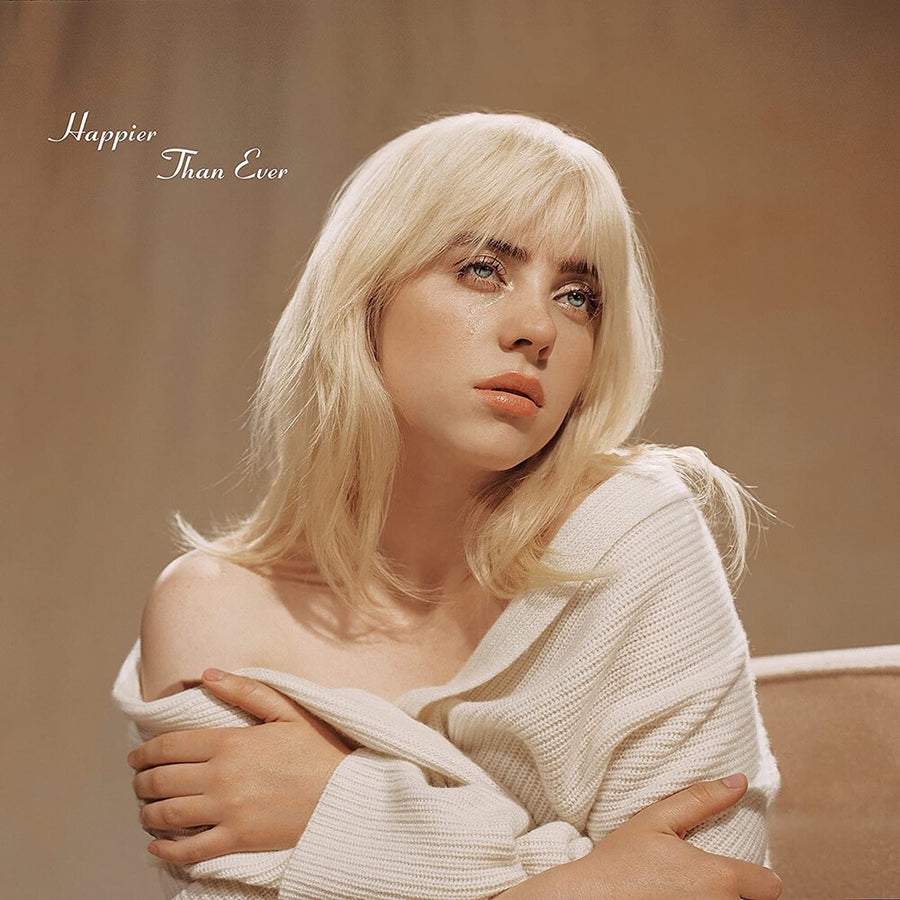 the album cover for Billie Eilish - Happier Than Ever [100% Recycled Black 2LP]