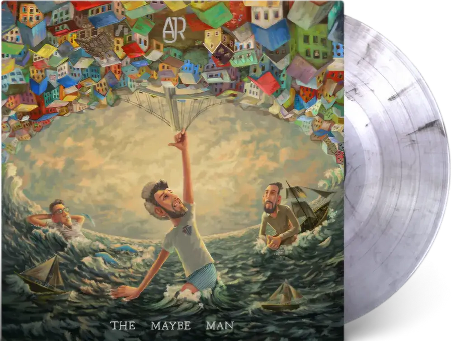 the album cover for AJR - The Maybe Man [Indie Exclusive Limited Edition Iridescent Pearlized Purple LP]