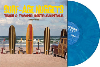 the album cover for Various Artists - SURF-AGE NUGGETS: TRASH & TWANG INSTRUMENTALS [Indie Exclusive Laguna Blue Marble]