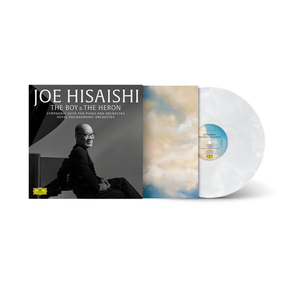 the album cover for Joe Hisaishi / Royal Philharmonic Orchestra - The Boy & The Heron: Symphonic Suite for Piano and Orchestra [Marbled]