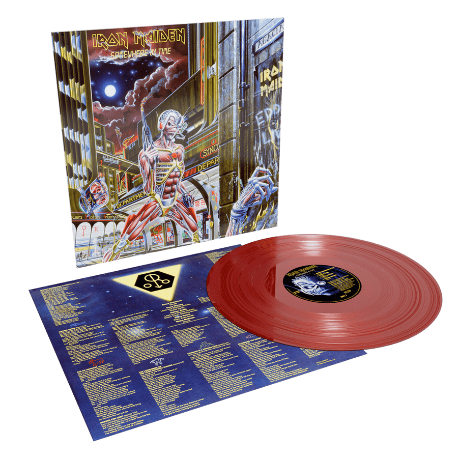 the album cover for Iron Maiden - Somewhere in Time - 40th Anniversary [Oxblood]