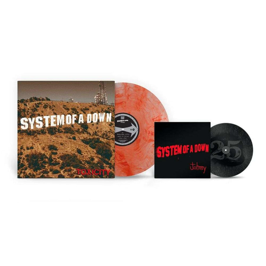 the album cover for System Of A Down - Toxicity [Colored Vinyl] (Post) (Red) (Wsv) (Aniv) (Mrb)
