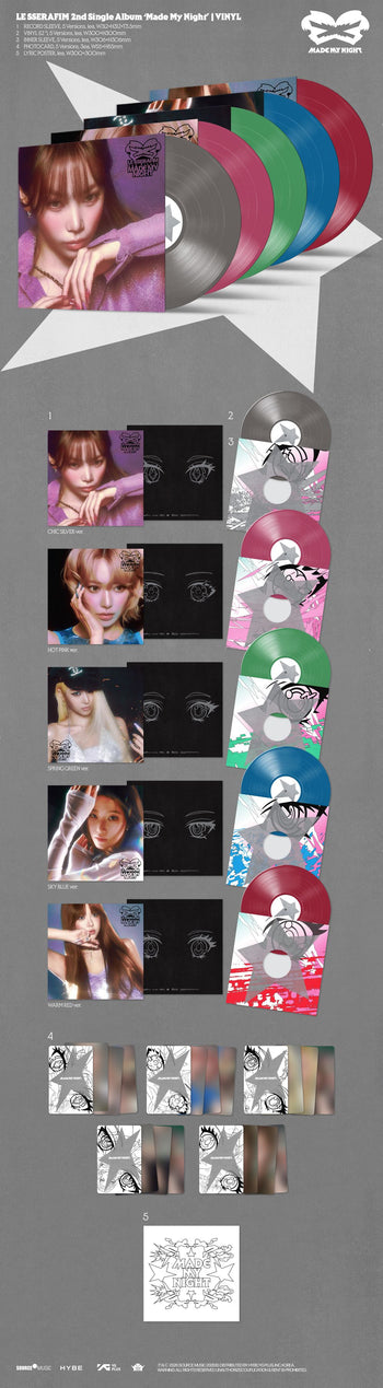 the album cover for LE SSERAFIM - 2nd Single Album 'Made My Night' [CHIC SILVER ver.]