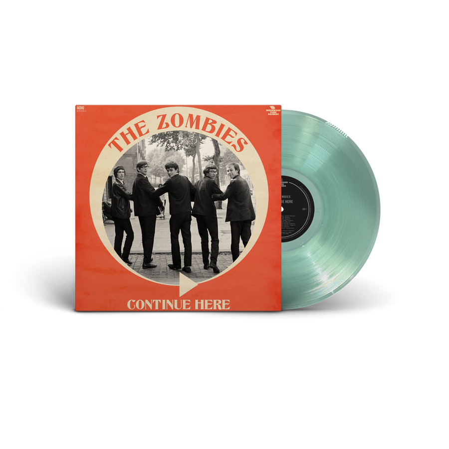the album cover for The Zombies - Continue Here - Mono Remastered [Indie Exclusive Coke Bottle Clear]