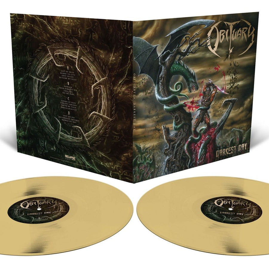 the album cover for Obituary - Darkest Day - [Translucent Gold 2LP]