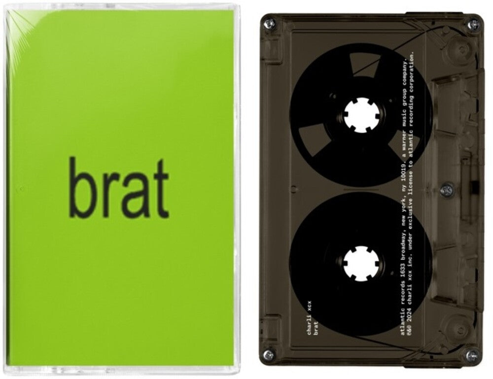 the album cover for Charli xcx - BRAT [translucent black cassette]