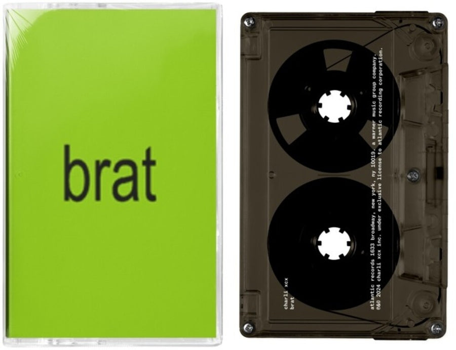 the album cover for Charli xcx - BRAT [translucent black cassette]