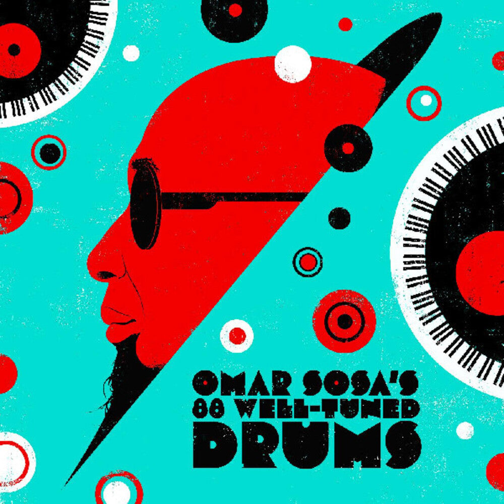 the album cover for Omar Sosa - Omar Sosa's 88 Well-Tuned Drums [Colored Vinyl] (Wht)
