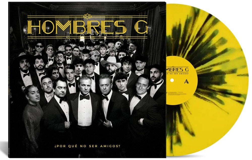 the album cover for Hombres G - Por Que No Ser Amigos - Yellow & Black Splatter