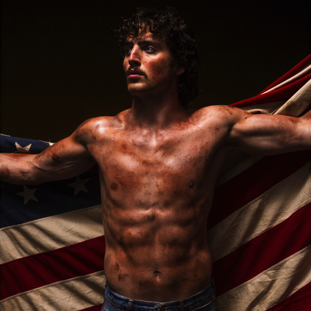 the album cover for Benson Boone - American Heart [Red, White, and Blue Marble LP]