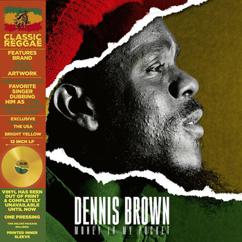 the album cover for Dennis Brown - Money In My Pocket [Deluxe Yellow Colored Vinyl] (Remastered)