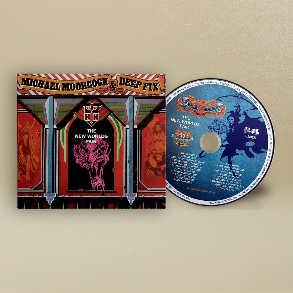 the album cover for Michael Moorcock  / Deep Fix - New Worlds Fair (50th Anniversary)