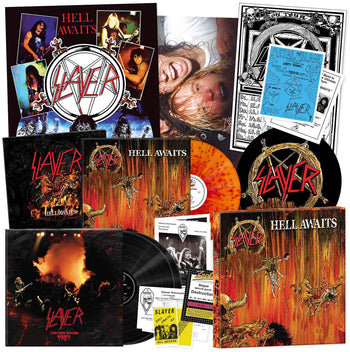 the album cover for Slayer - Hell Awaits - 40th Anniversary [3LP Box Set]