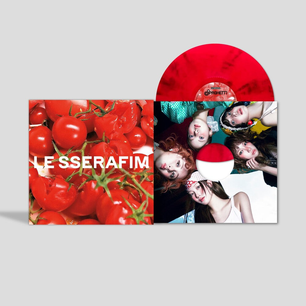 the album cover for LE SSERAFIM - 1st Single Album 'SPAGHETTI' [Tomato Red]