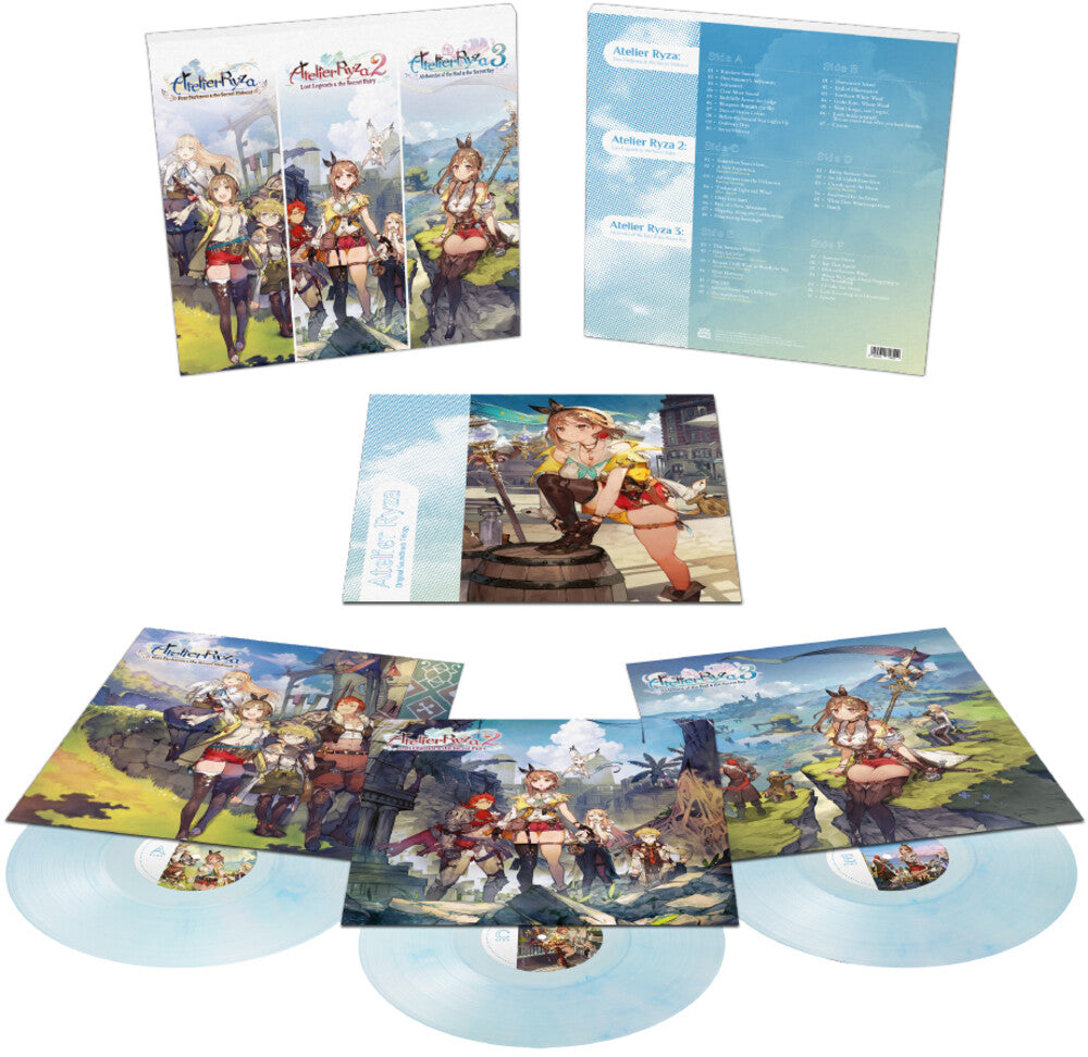 the album cover for Atelier Ryza Trilogy - O.S.T. (Blue) (Cvnl) - Atelier Ryza Trilogy - O.S.T. (Blue) [Clear Vinyl]