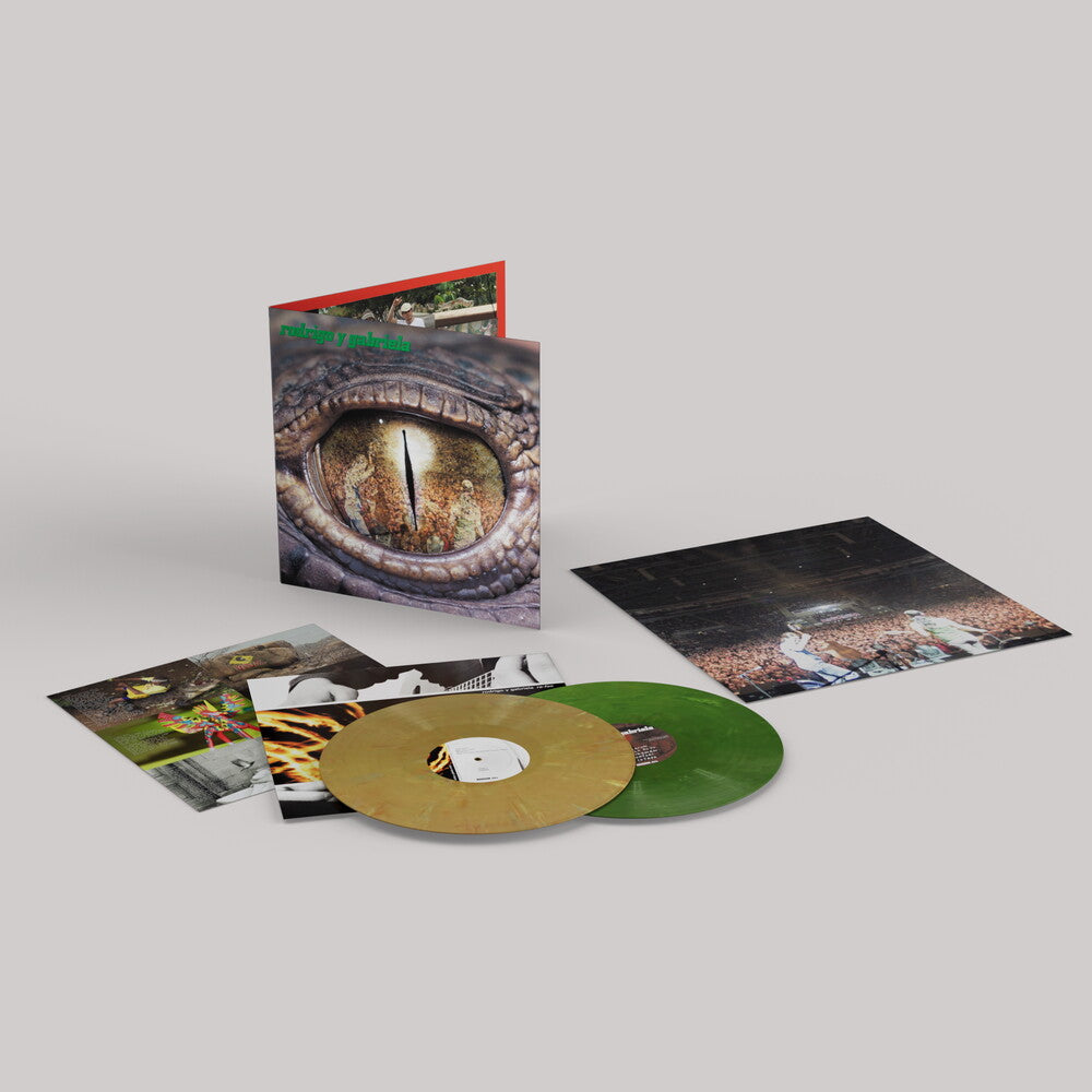 the album cover for Rodrigo Y Gabriela - Rodrigo Y Gabriela with bonus disc Re-Foc (20th Anniversary Edition) [Jade & Citrus Colored Vinyl]