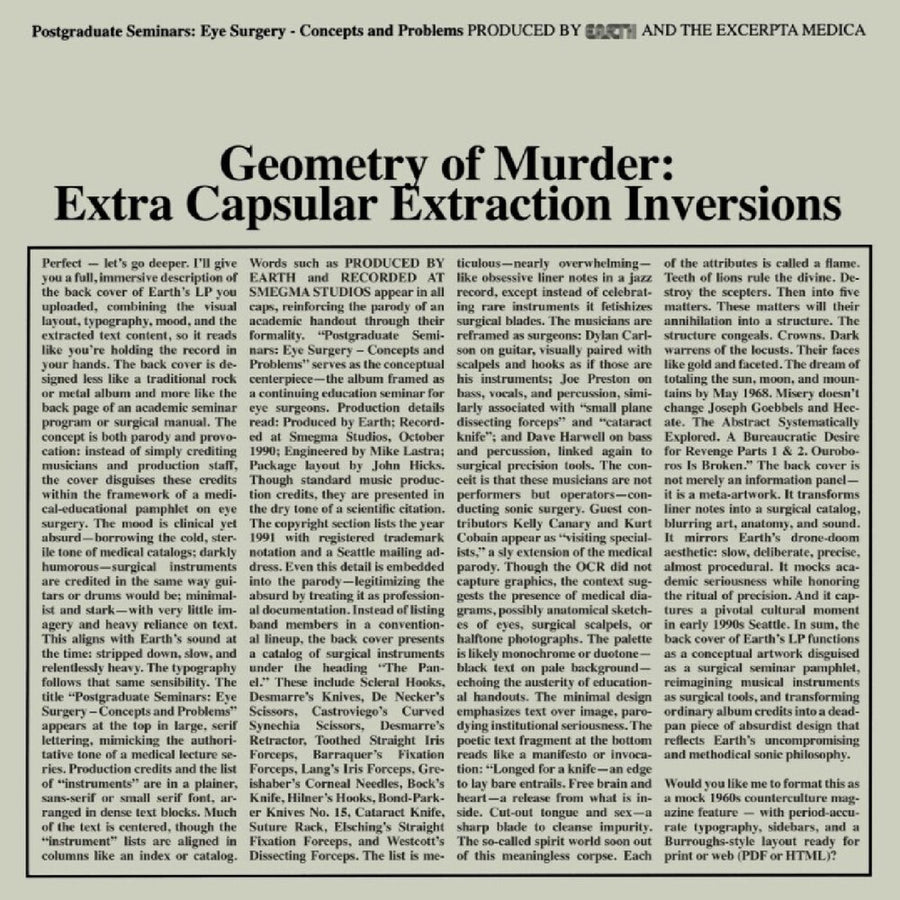 the album cover for Earth X Black Noi$E - Geometry Of Murder: Extra Capsular Extraction