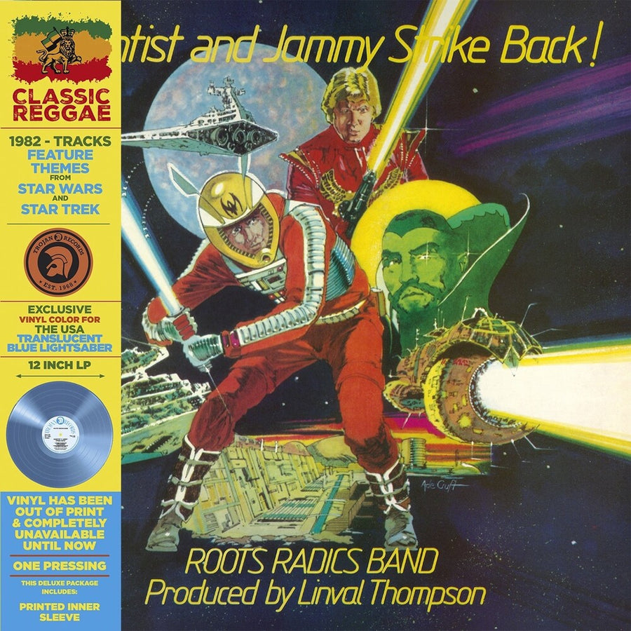 the album cover for Roots Radics Band - Scientist & Jammy Strike Back [Blue]