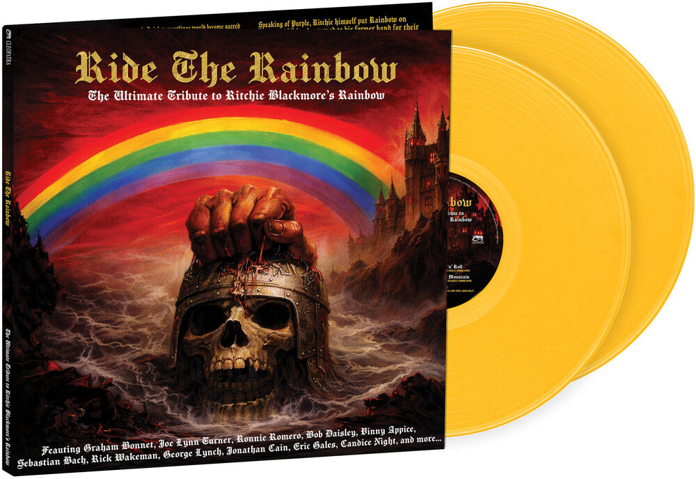 the album cover for Various Artists - Ride The Rainbow - The Ultimate Tribute to Ritchie Blackmore's Rainbow [Yellow]