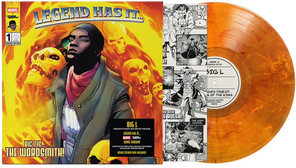 the album cover for Big L - Harlem's Finest: Return Of The King [Marvel Legend Has It Series Marble]