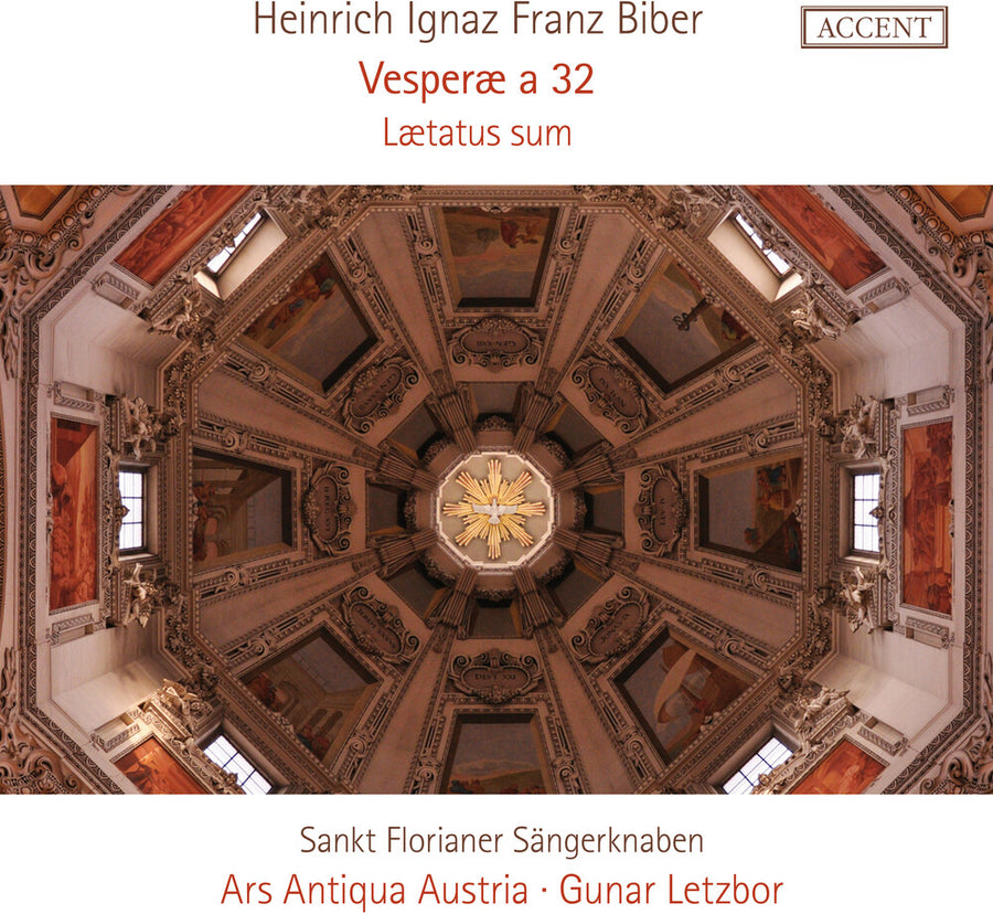 the album cover for Ars Antiqua Austria / Gunar Letzbor - Heinrich Ignaz Franz Biber: Vesperae A 32
