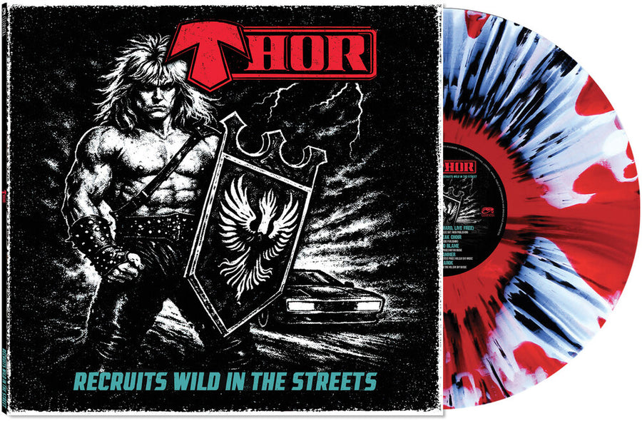 the album cover for Thor - Recruits Wild In The Streets - [Clear/Red/Black/White Haze Splatter]