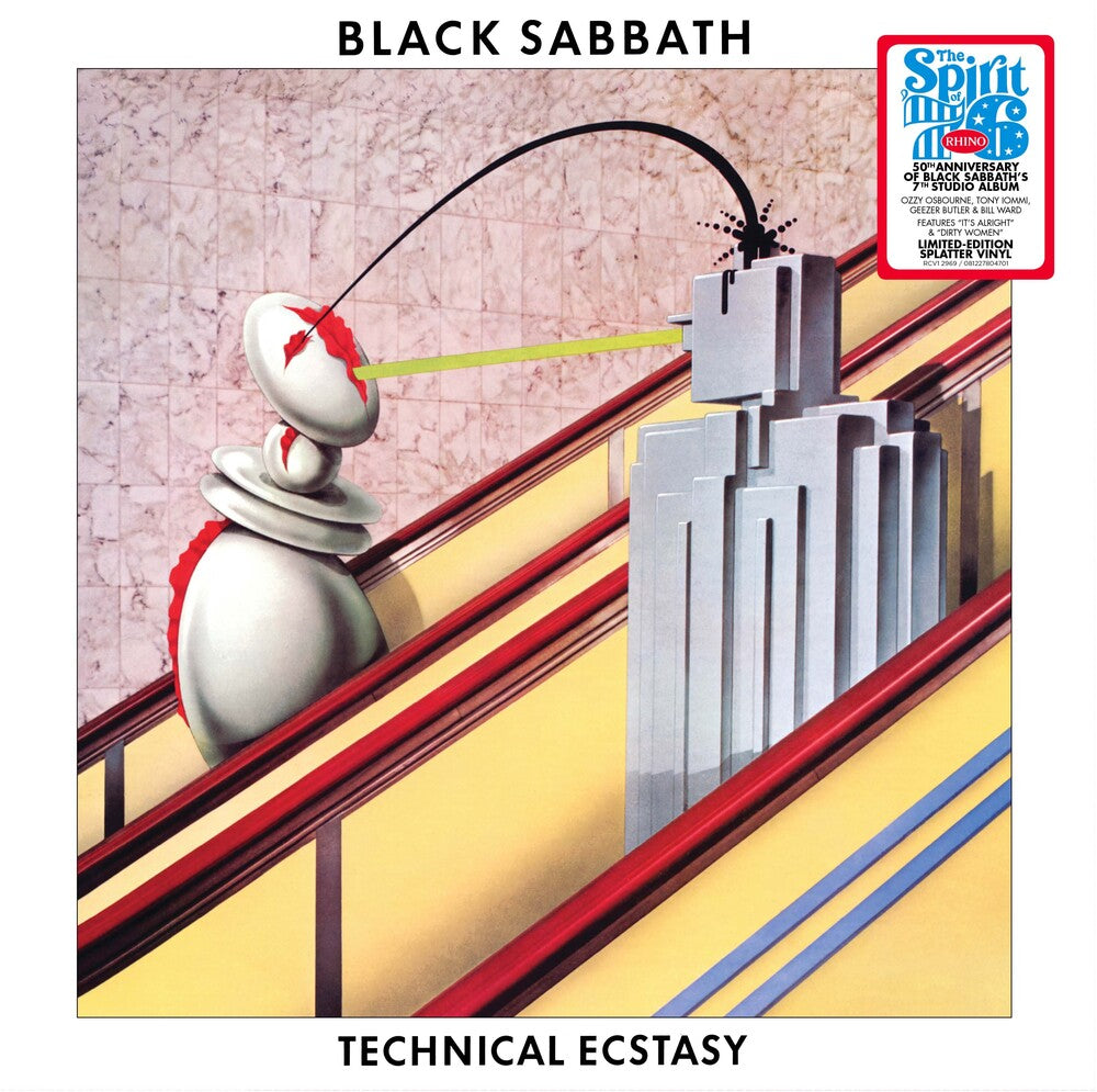 the album cover for Black Sabbath - Technical Ectasy (Spirit of '76) [Clear with Green/Black Splatter] (Brick & Mortar Exclusive)