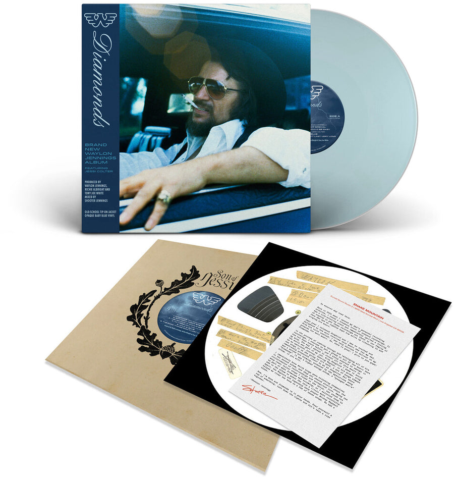 the album cover for Waylon Jennings - Diamonds [Indie Exclusive Baby Blue]