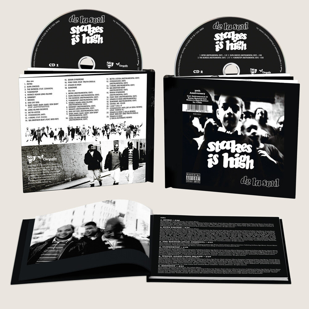 the album cover for De La Soul - Stakes Is High - 30th Anniversary [Hard Cover Book]