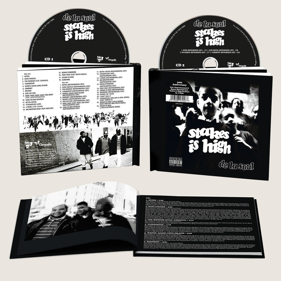 the album cover for De La Soul - Stakes Is High - 30th Anniversary [Hard Cover Book]