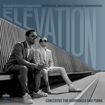 the album cover for Benyamin Nuss - Elevation - Concertos For Harmonica & Piano