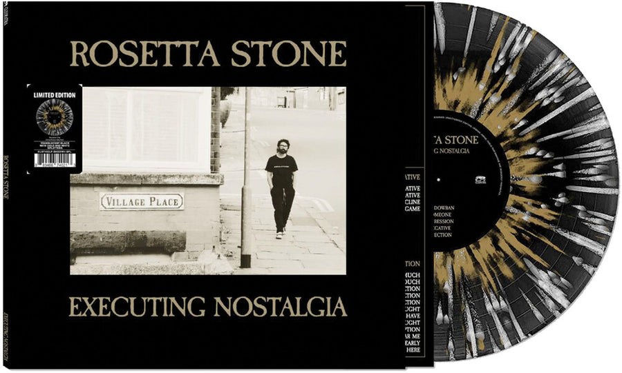 the album cover for Rosetta Stone - Executing Nostalgia [Black/Gold/White Splatter]
