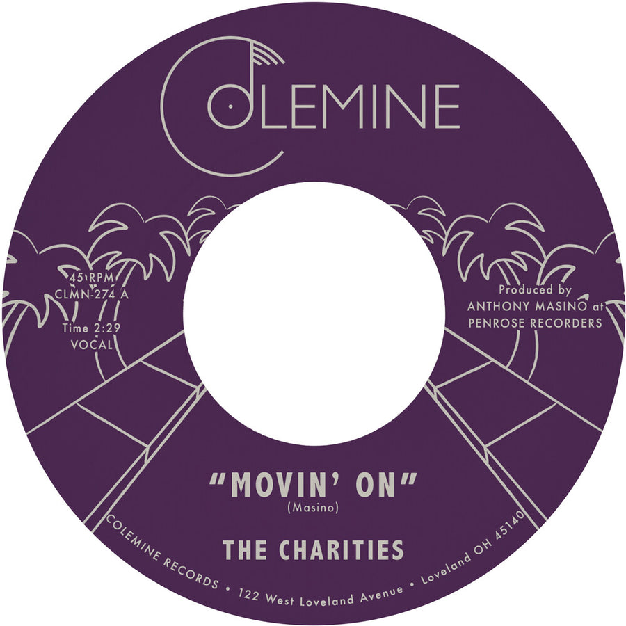 the album cover for Charities - Movin' On / I'm Still Learning How [Colored Vinyl] (Slv)