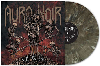 the album cover for Aura Noir - Out To Die - Black Transparent & White Vinyl (Blk)