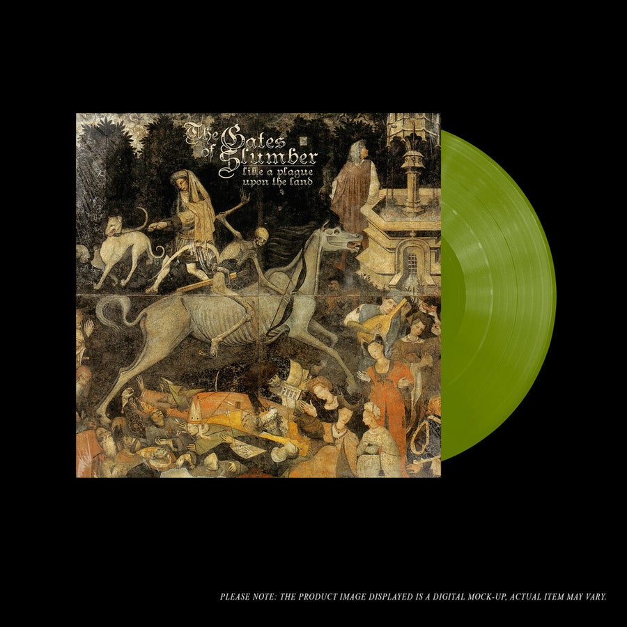 the album cover for Gates Of Slumber - Like a Plague Upon the Land (lime Vinyl)