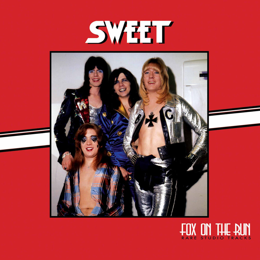 the album cover for Sweet - Fox On The Run - Rare Studio Tracks [Silver / Red Splatter]