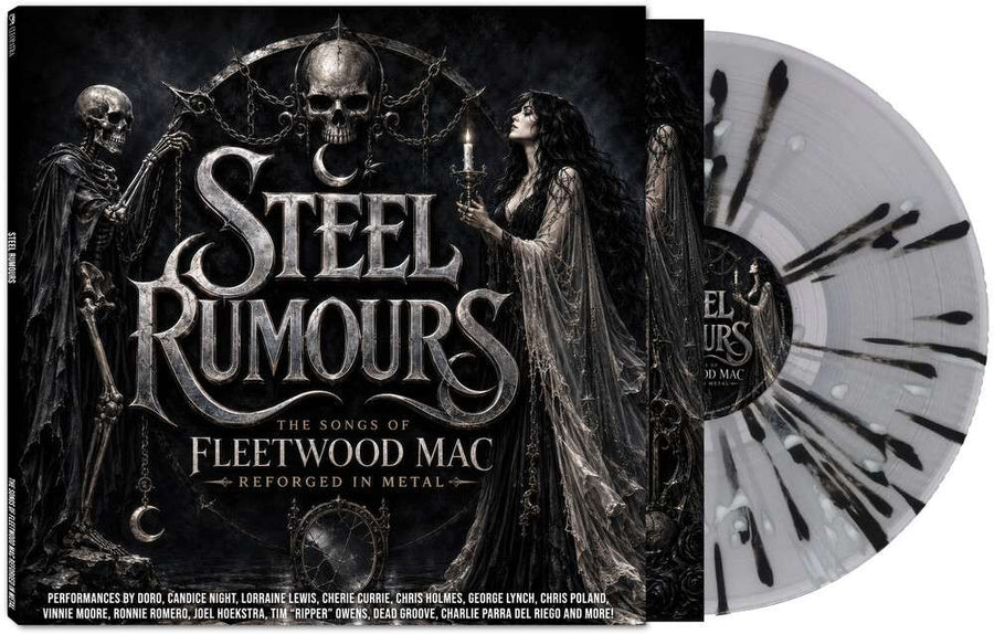 the album cover for Various Artists - Steel Rumours - The Songs of Fleetwood Mac Reforged in Steel [Black / Clear / White Splatter]
