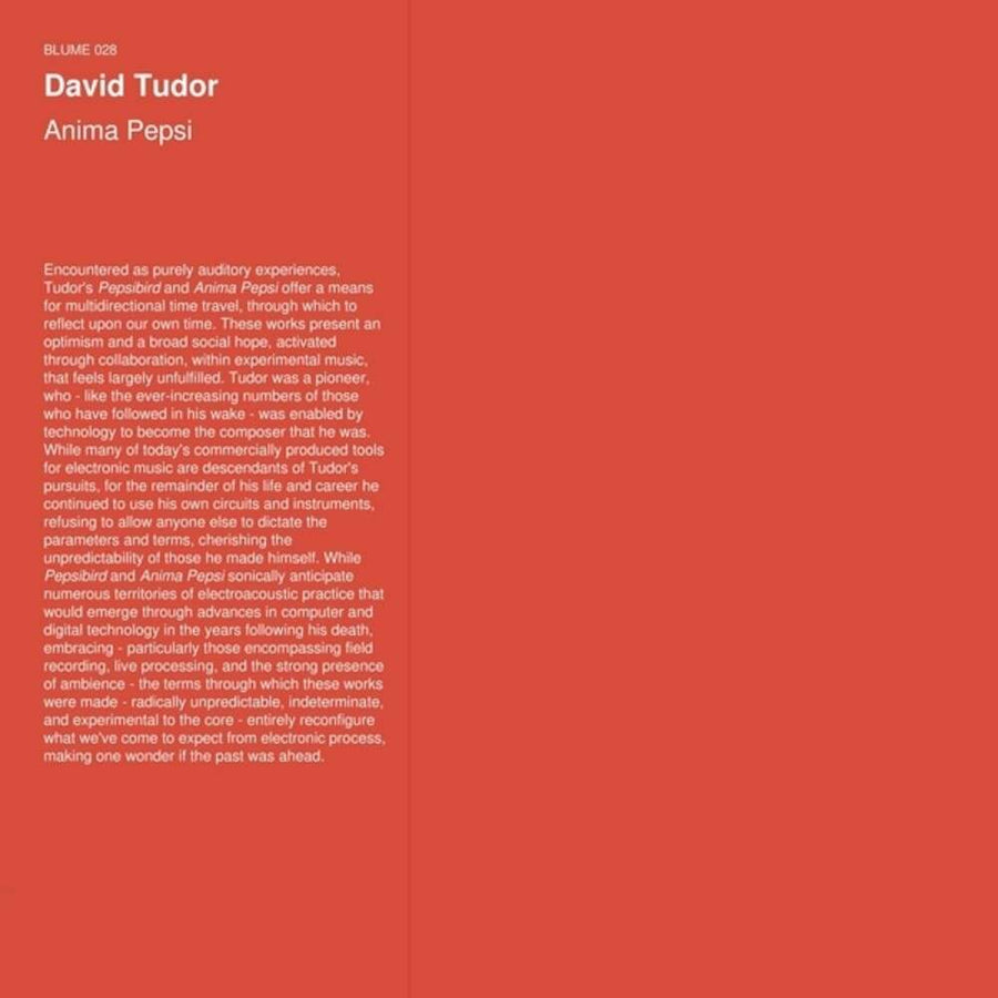 the album cover for David Tudor - Anima Pepsi