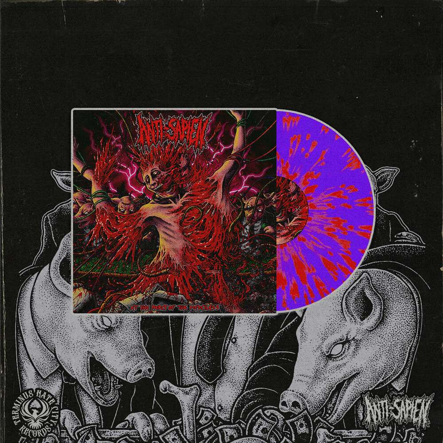 the album cover for Anti-Sapien - At The Mercy Of The Merciless [Colored Vinyl] (Red) (Viol)
