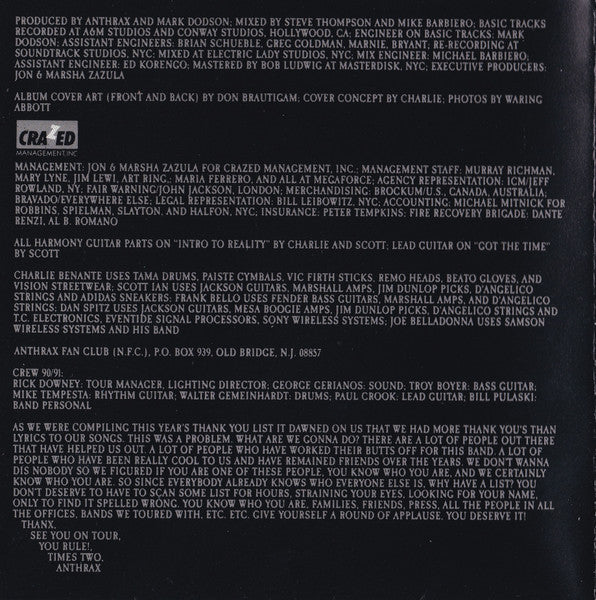 Persistence Of Time - Anthrax
