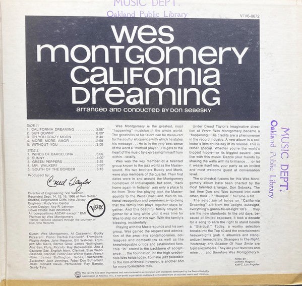 California Dreaming - Montgomery, Wes