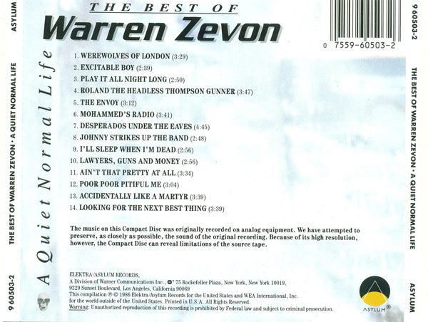 A Quiet Normal Life: The Best Of Zevon Warren - Zevon, Warren