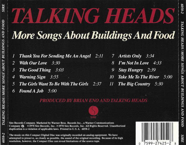 More Songs About Buildings And Food - Talking Heads