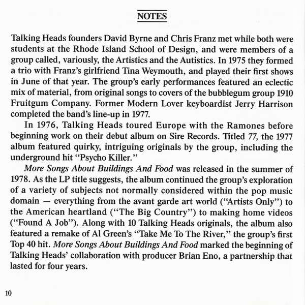 More Songs About Buildings And Food - Talking Heads