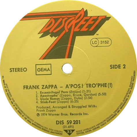 Apostrophe (') - Frank Zappa