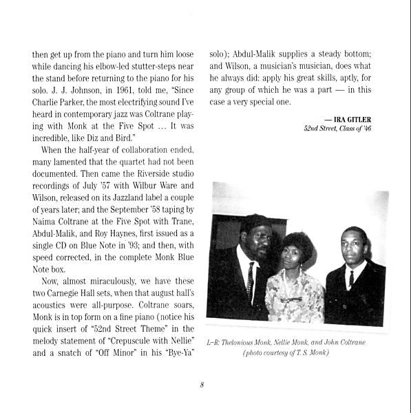At Carnegie Hall - Monk, Thelonious Quartet